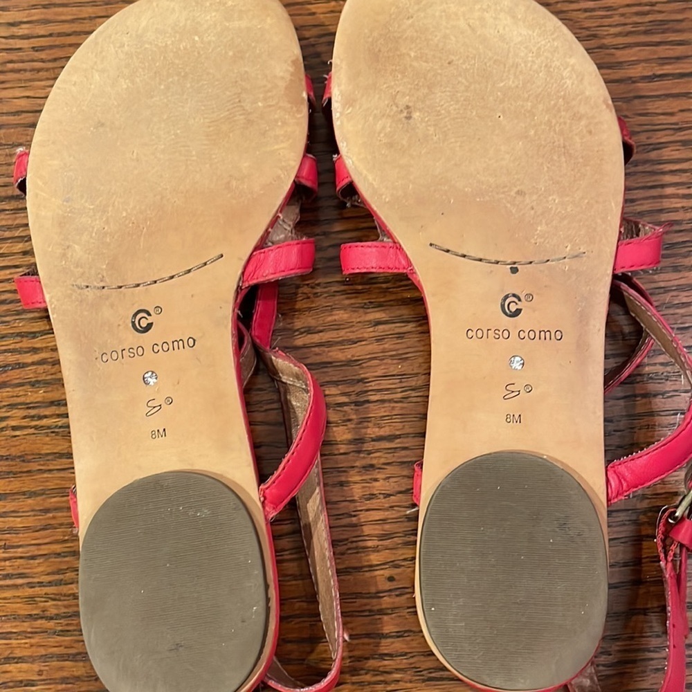 Corso Como Women’s Red Leather Sandals Size 8M - Picture 6 of 7